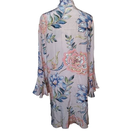 Stone Cold Fox Besos Short Robe, 100% Silk, Light Pink, Floral Medium/Large READ - Picture 5 of 8